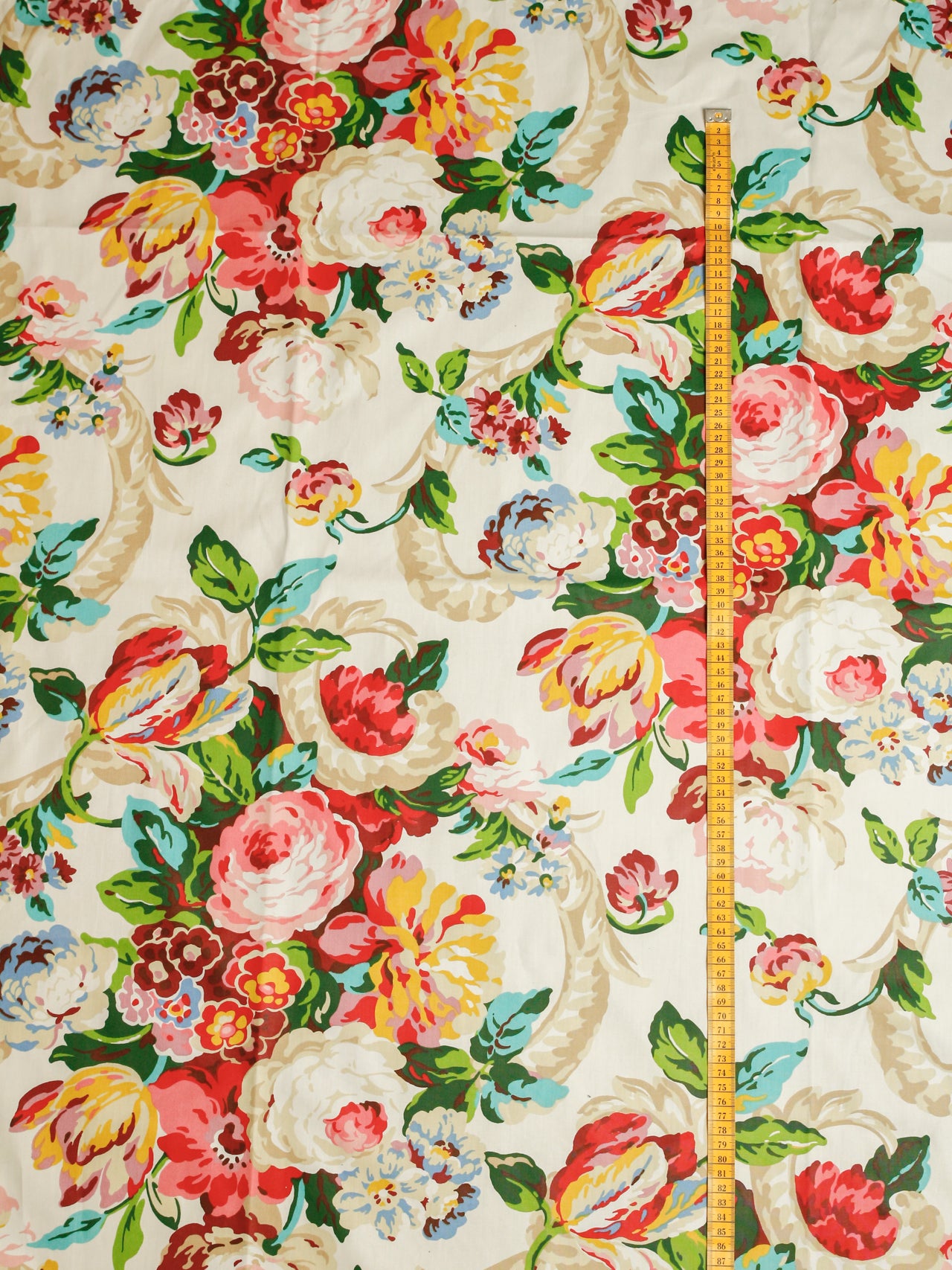 2000's USA 13-colour Floral Screen Print Fabric