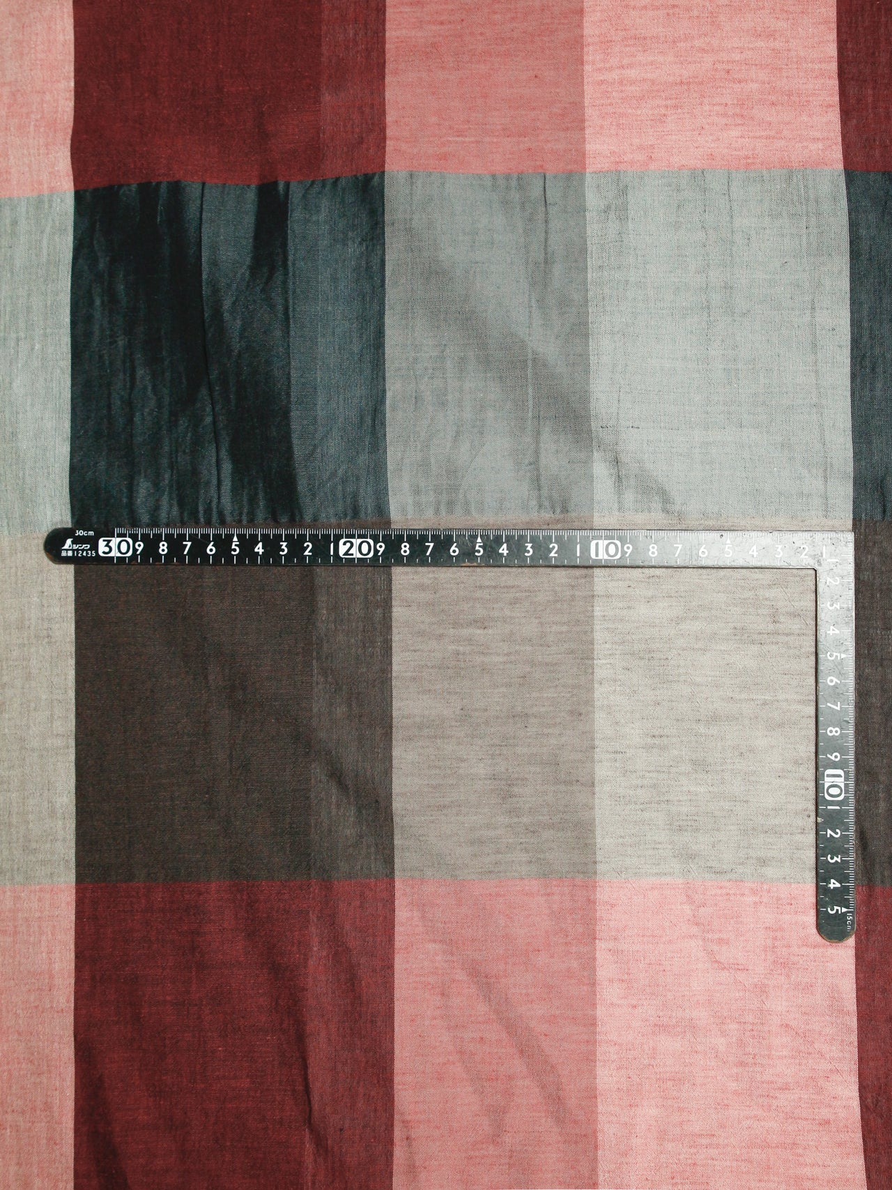 2000's ITALY Cotton Linen Large Block Check RED