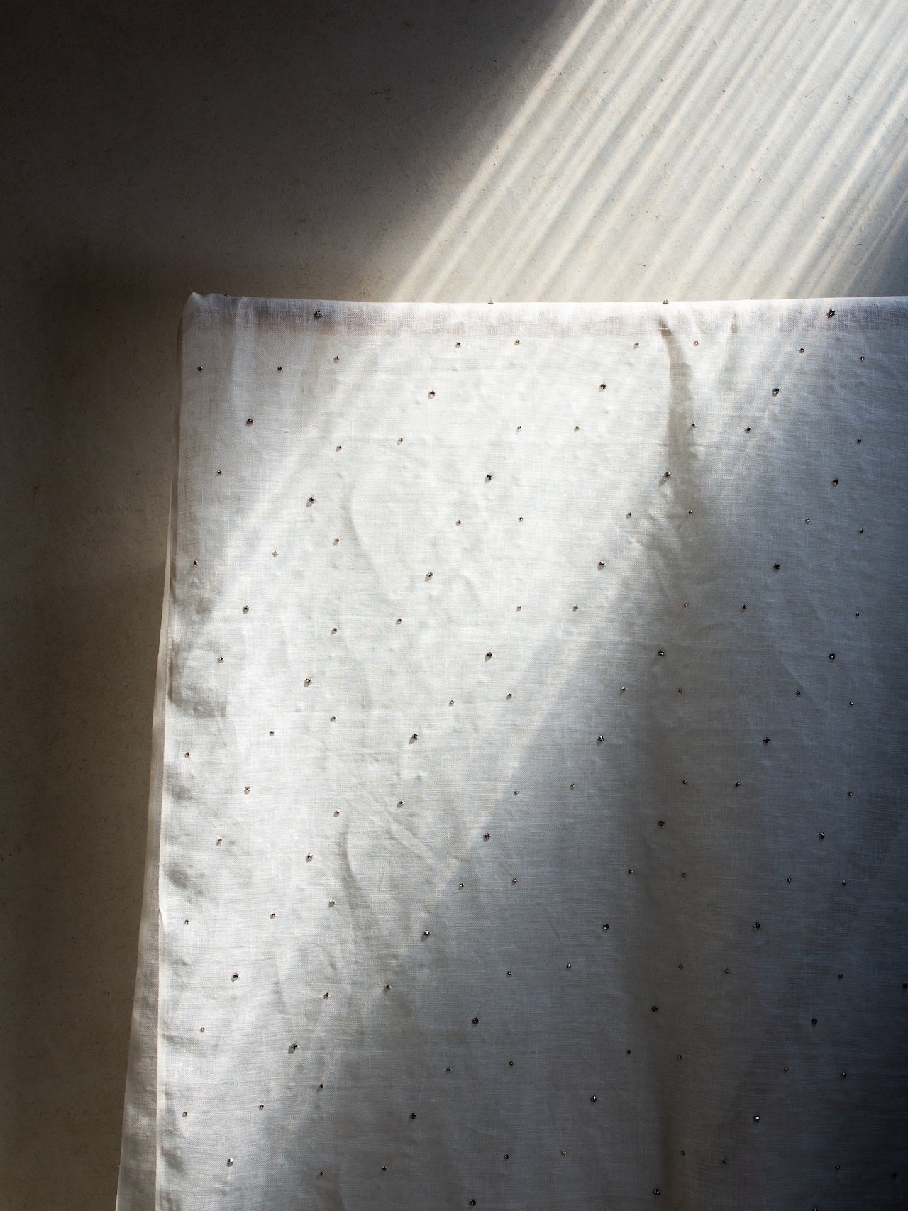 2000’s FRANCE Rhinestone-embellished Linen Fabric