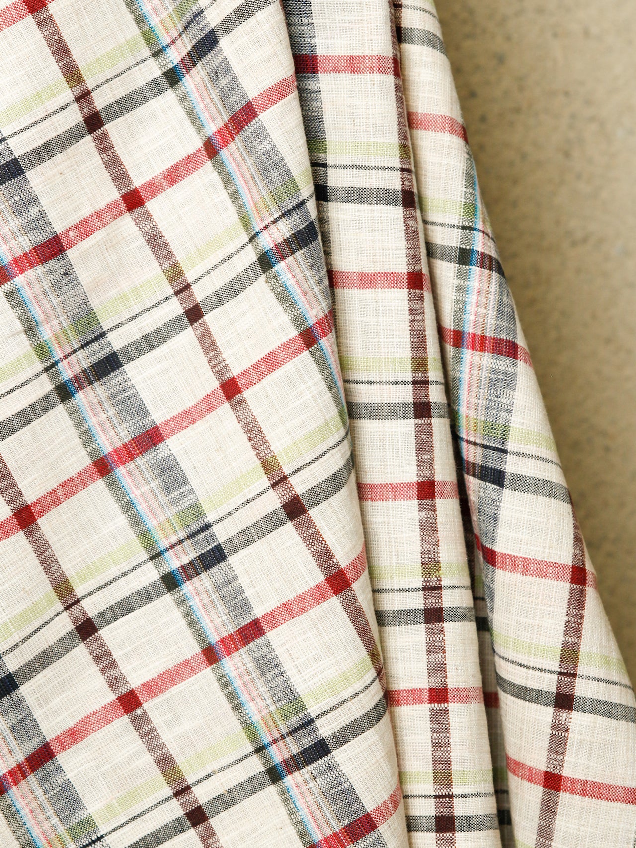 2000's JAPAN Heavy Cotton Check Fabric