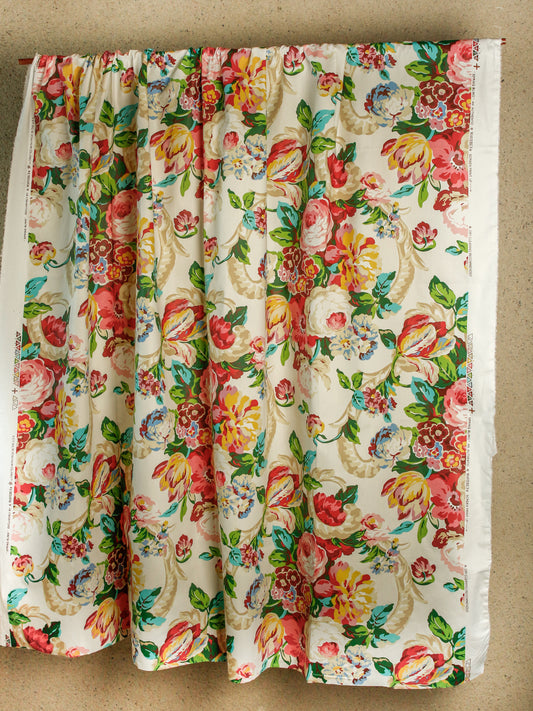 2000's USA 13-colour Floral Screen Print Fabric