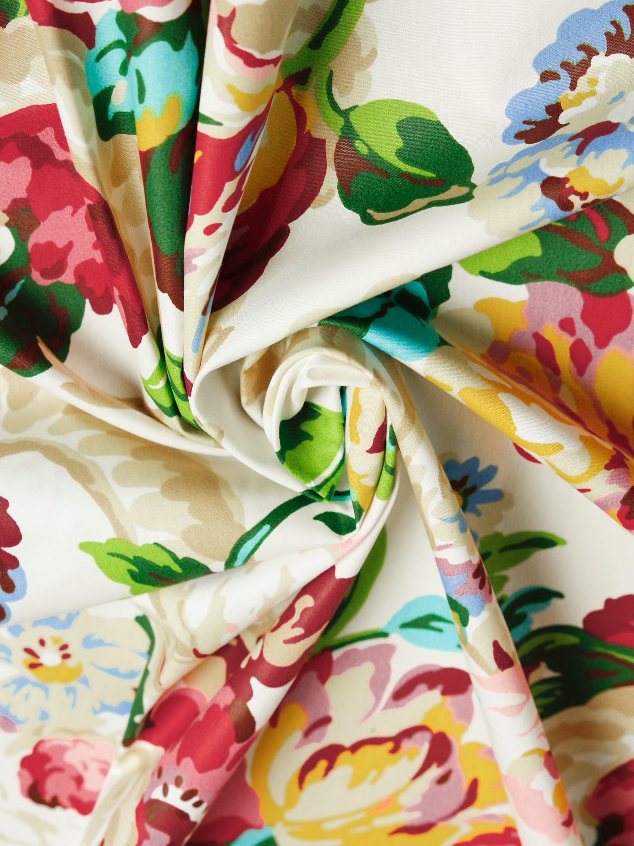 2000's USA 13-colour Floral Screen Print Fabric