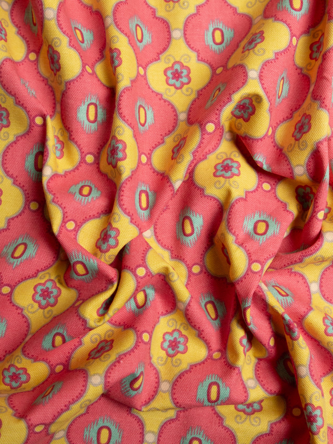 2000's USA P/KAUFMANN Geometric Ikat Motif Cotton Canvas