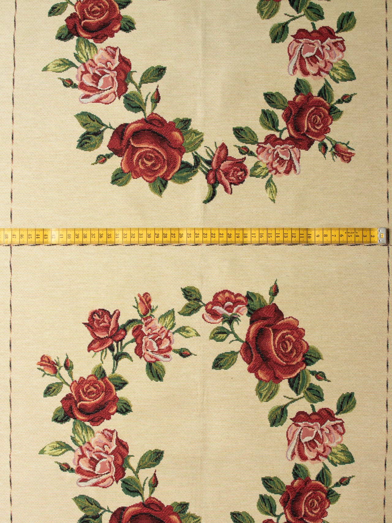 2000's USA Rose Tapestry Jacquard Panel Fabric