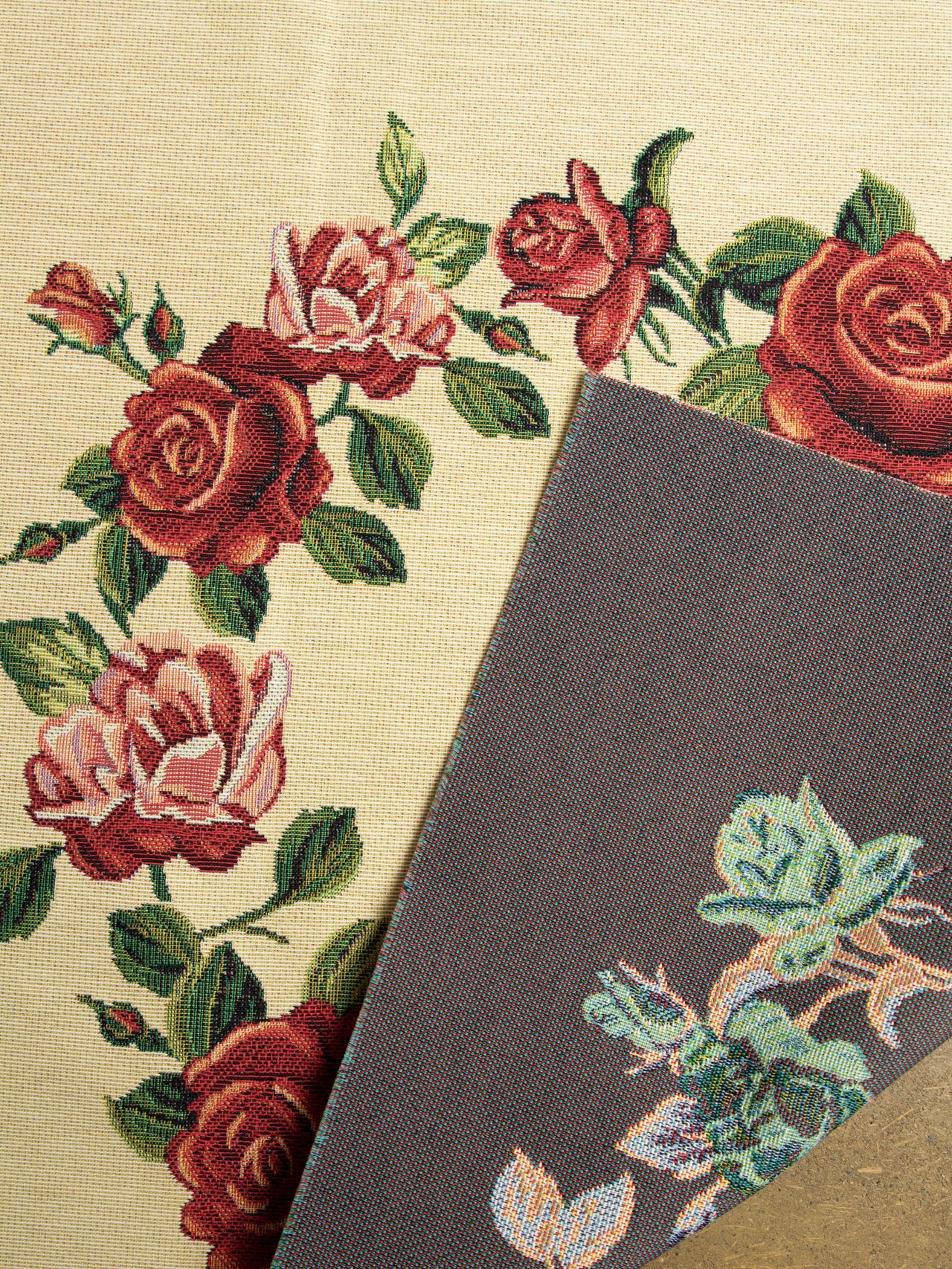2000's USA Rose Tapestry Jacquard Panel Fabric