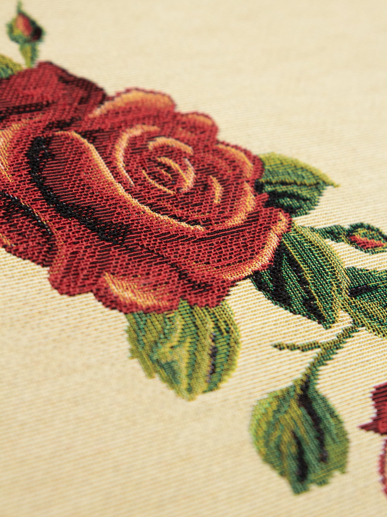 2000's USA Rose Tapestry Jacquard Panel Fabric