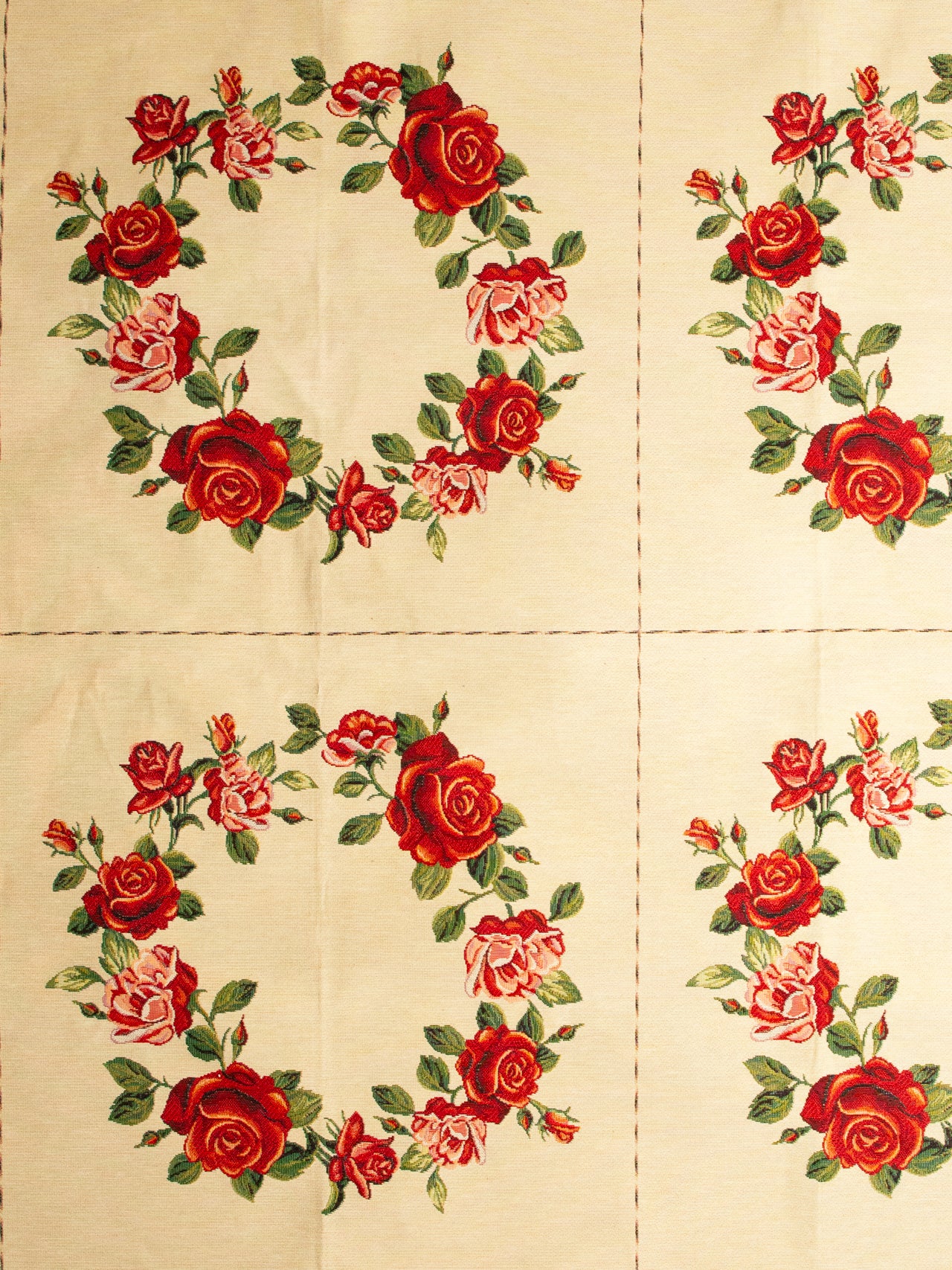 2000's USA Rose Tapestry Jacquard Panel Fabric