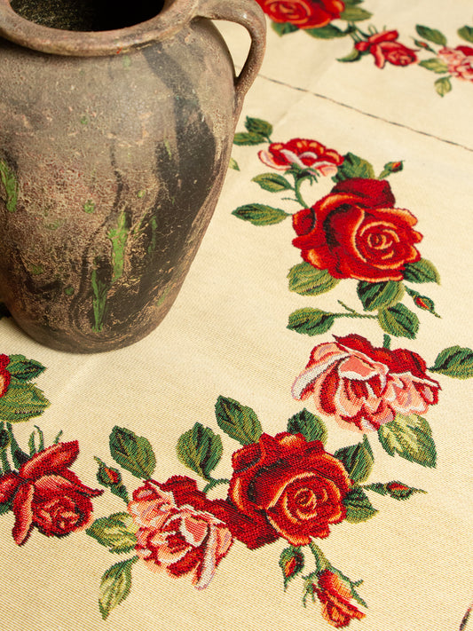 2000's USA Rose Tapestry Jacquard Panel Fabric