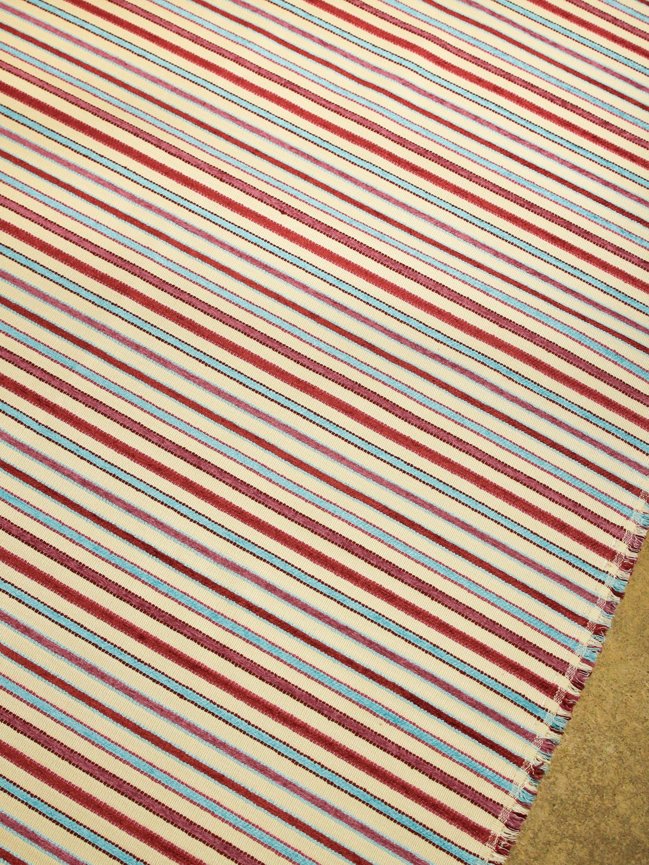 2000's USA Polyester Cotton Textured Canvas Stripe Fabric