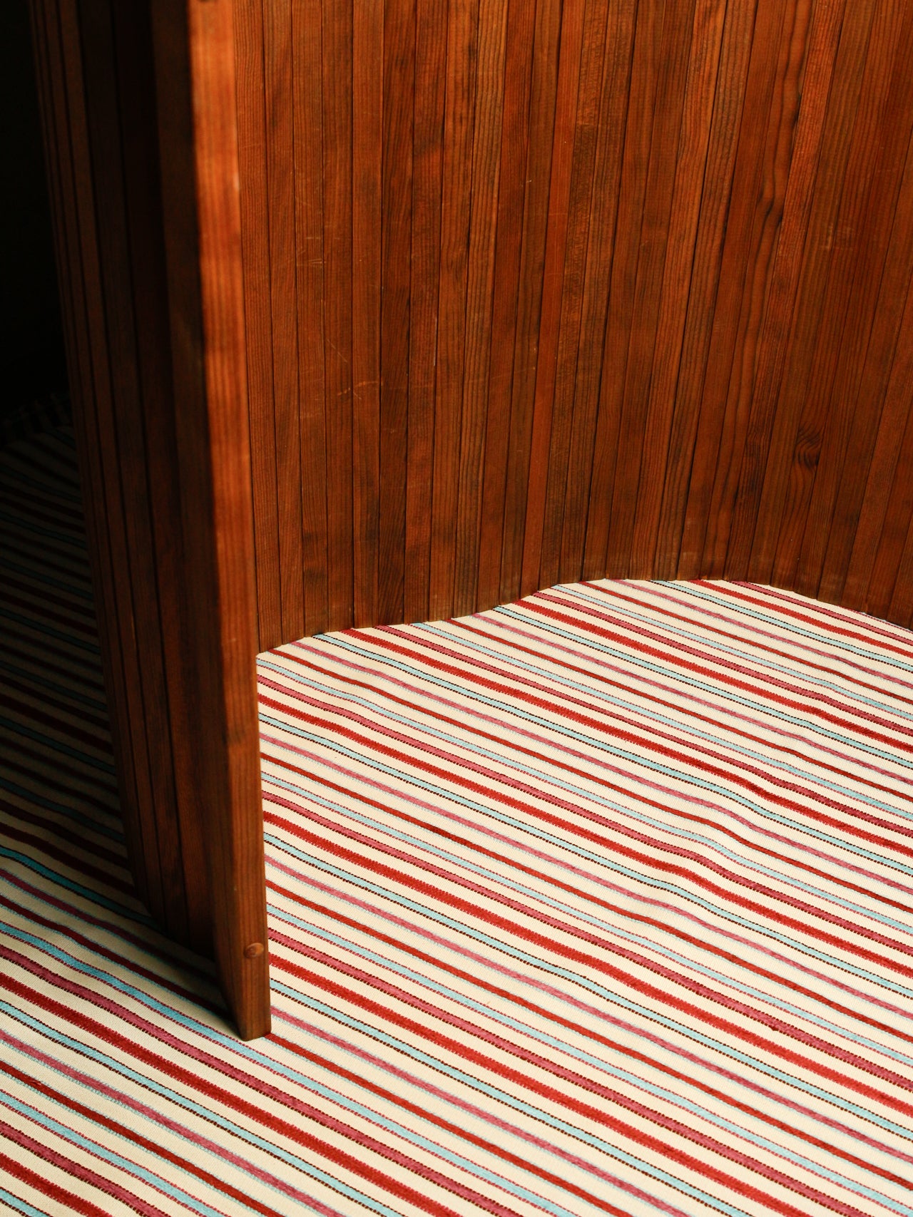 2000's USA Polyester Cotton Textured Canvas Stripe Fabric