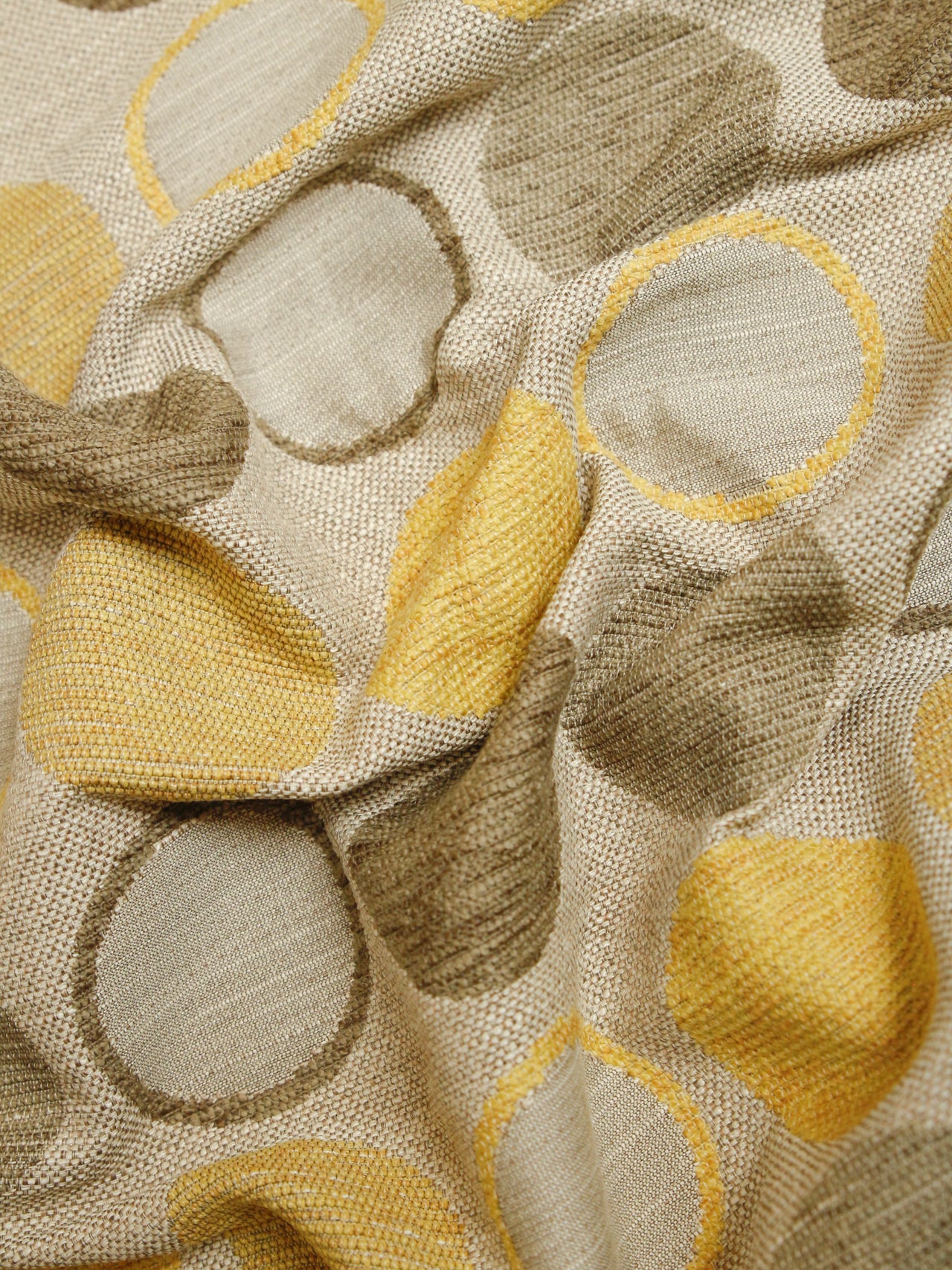 2000's USA Multi-Color Dot Jacquard Fabric / YELLOW BEIGE