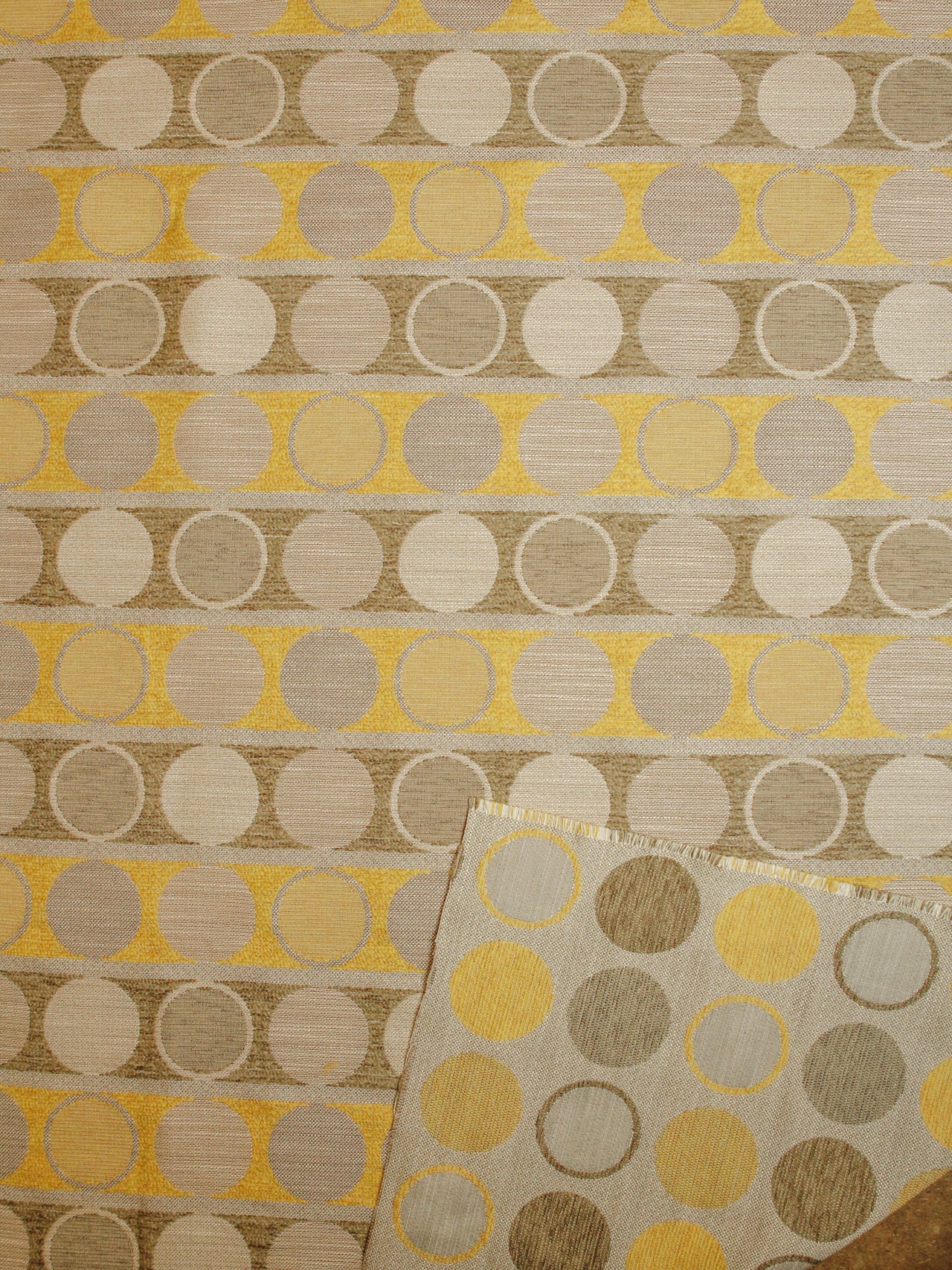 2000's USA Multi-Color Dot Jacquard Fabric / YELLOW BEIGE