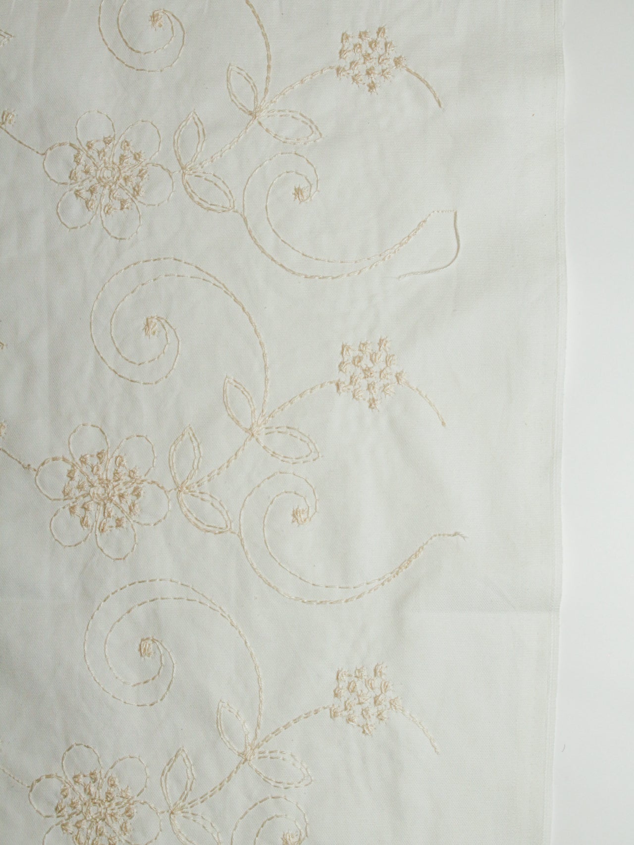2000's USA Botanical Floral Embroidered Cotton Fabric