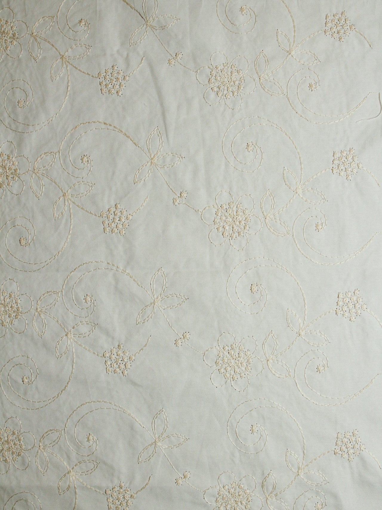 2000's USA Botanical Floral Embroidered Cotton Fabric
