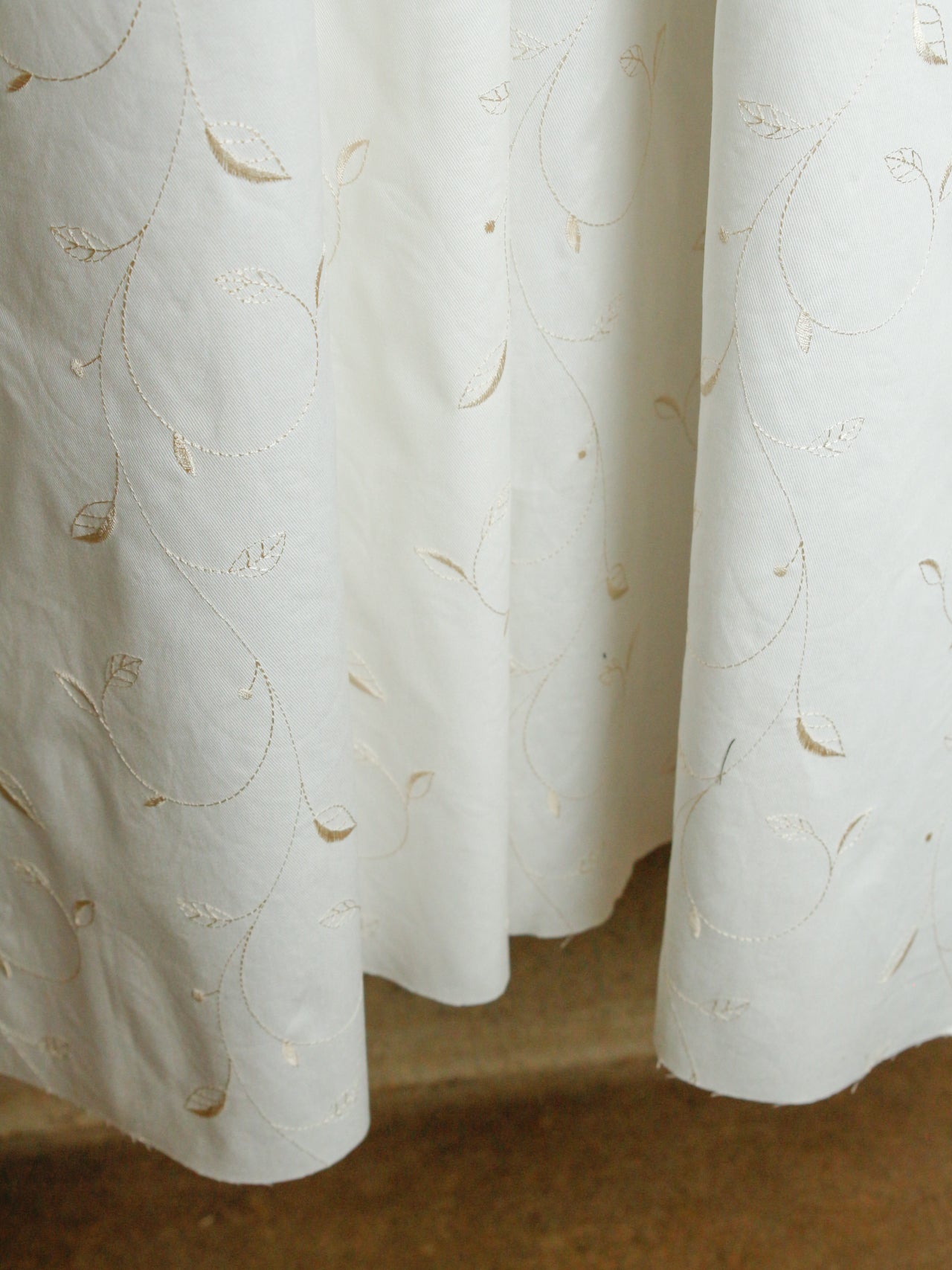 2000's USA Arabesque Scroll Embroidered Cotton Fabric