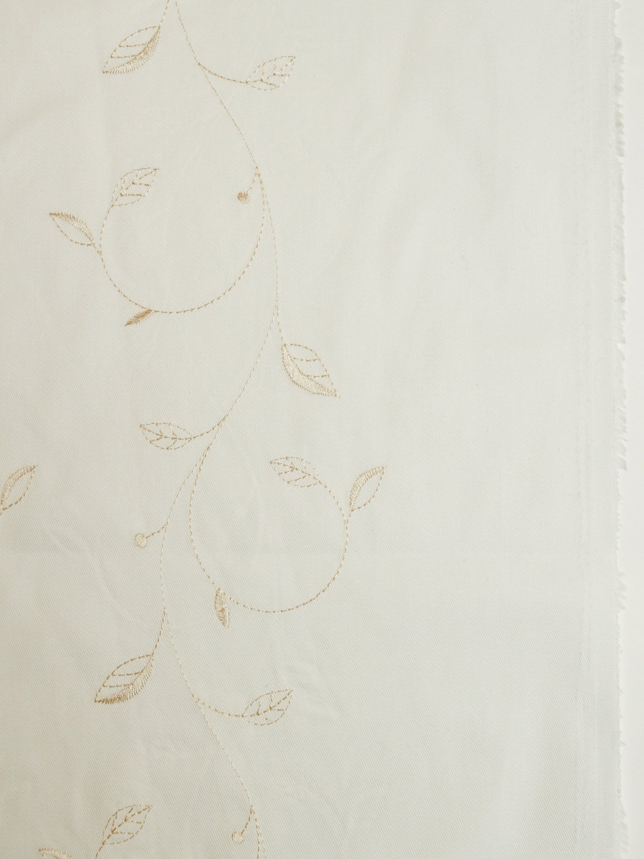 2000's USA Arabesque Scroll Embroidered Cotton Fabric