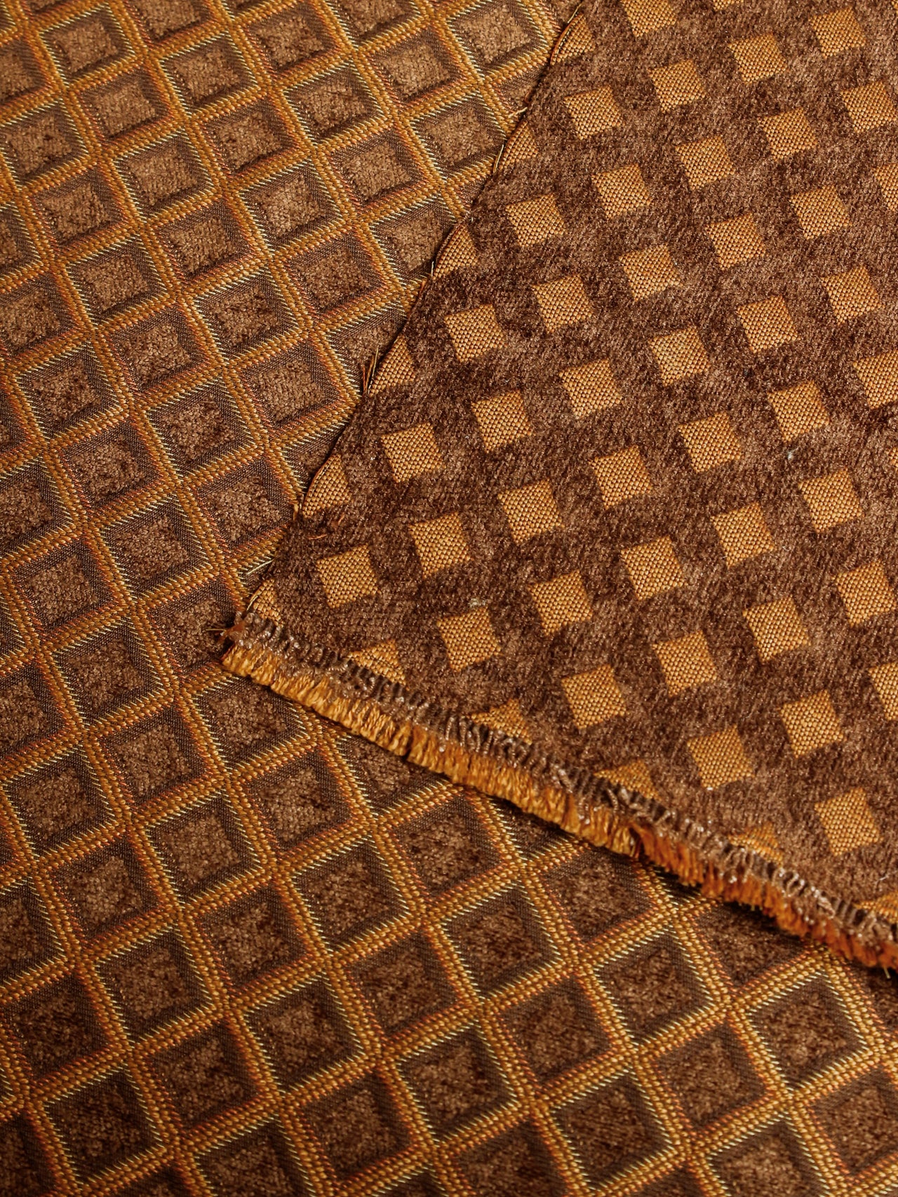 2000's USA Geometric Diamond Jacquard Velour Fabric