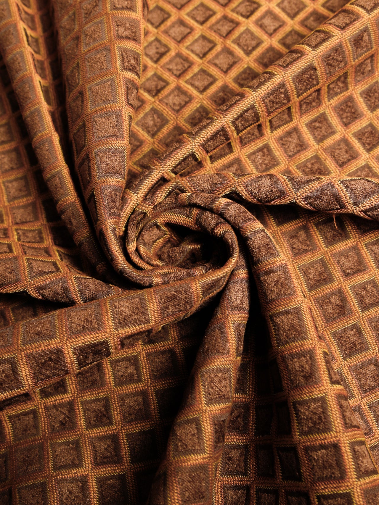 2000's USA Geometric Diamond Jacquard Velour Fabric