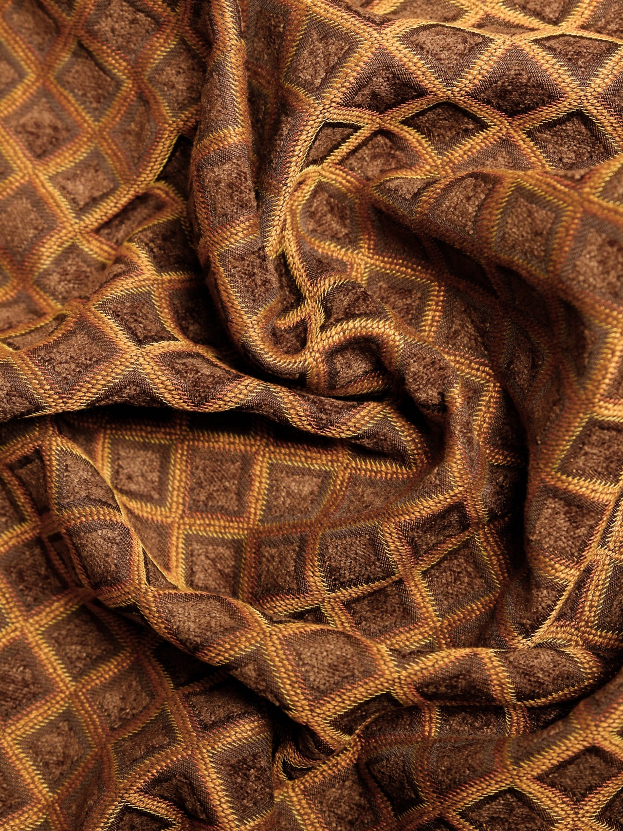 2000's USA Geometric Diamond Jacquard Velour Fabric