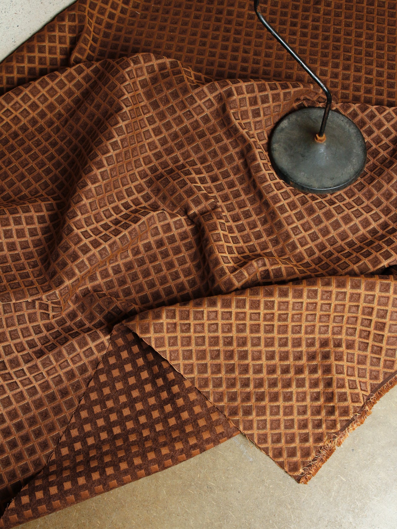 2000's USA Geometric Diamond Jacquard Velour Fabric