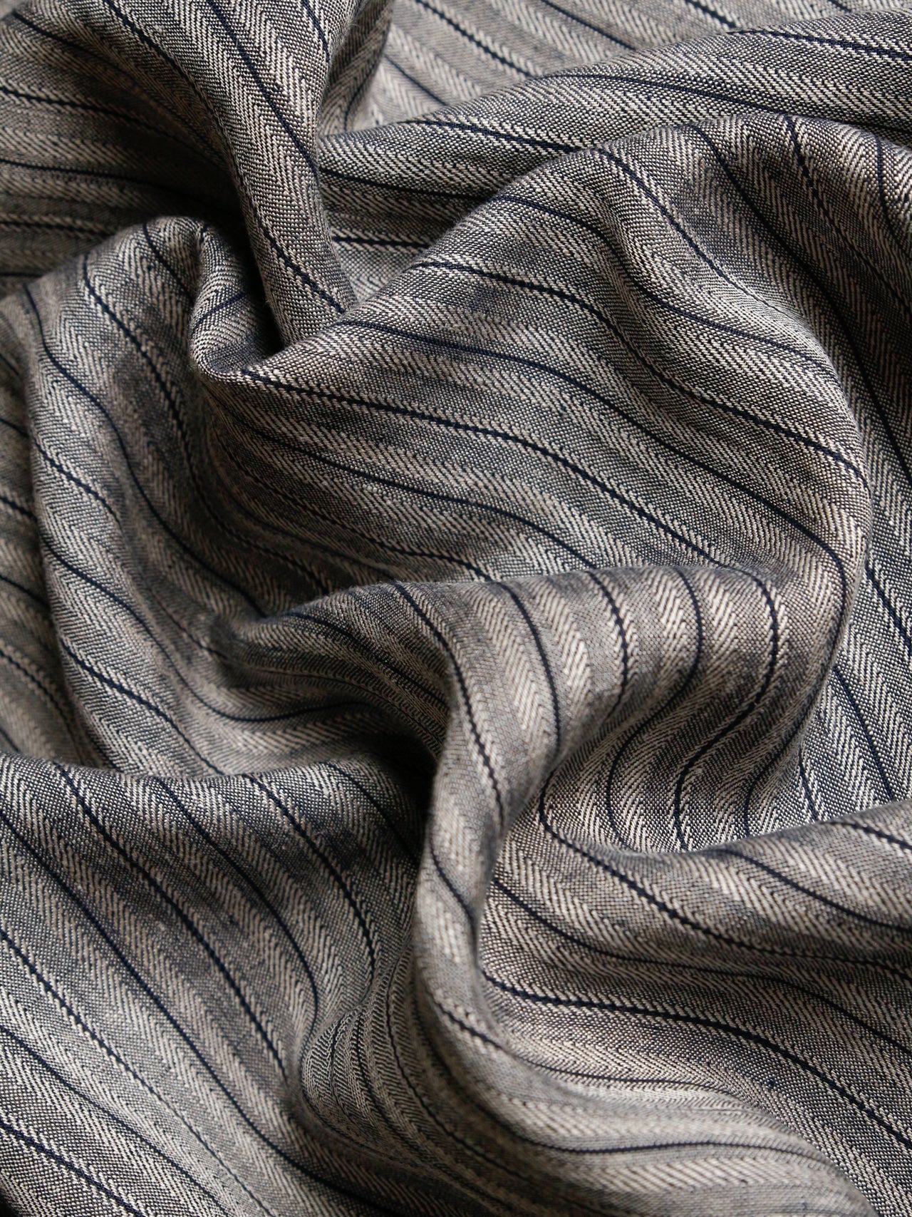 2010's JAPAN Yarn-dyed Herringbone Stripe Linen