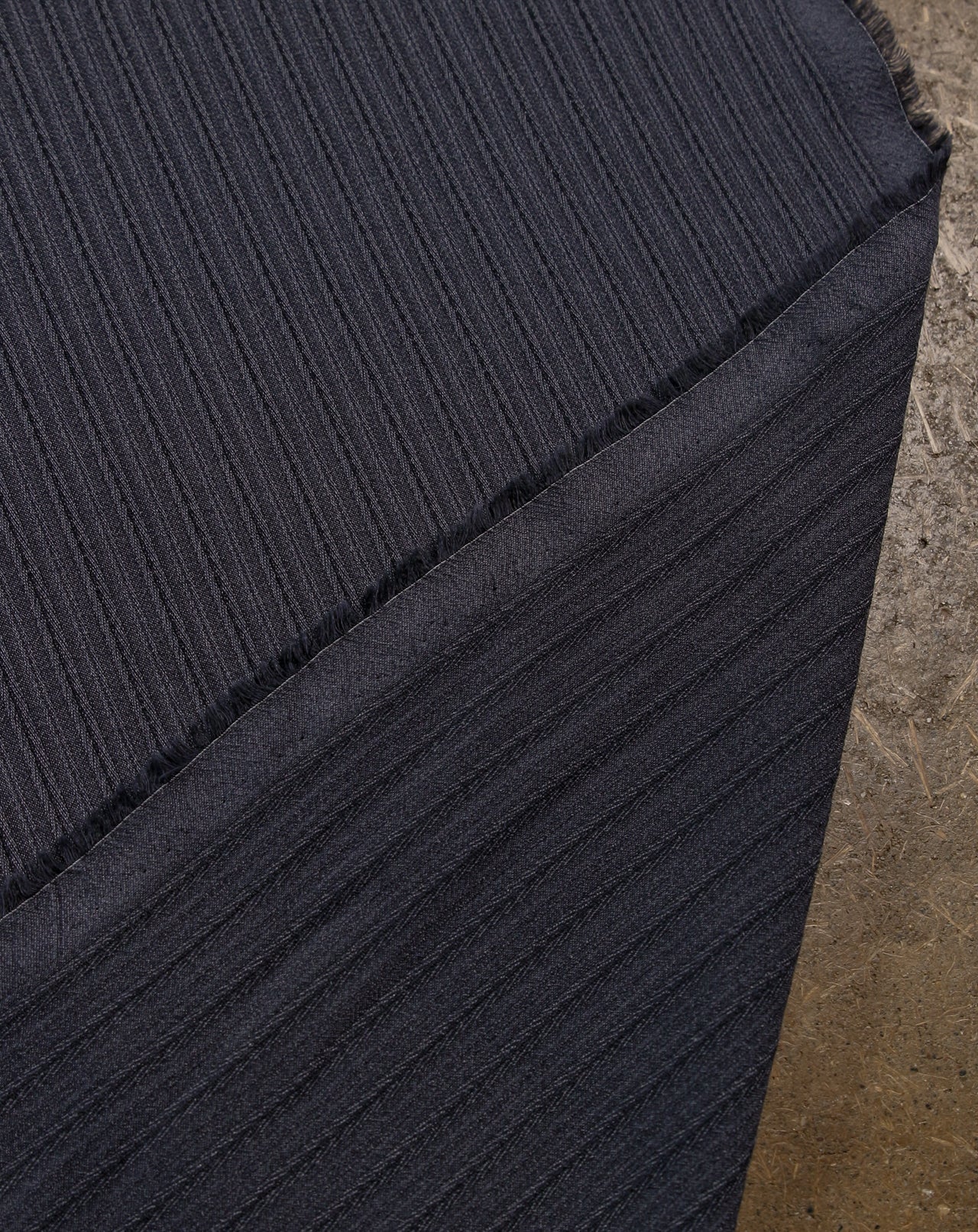 1990's ITALY Textured Stripe Wool Fabric