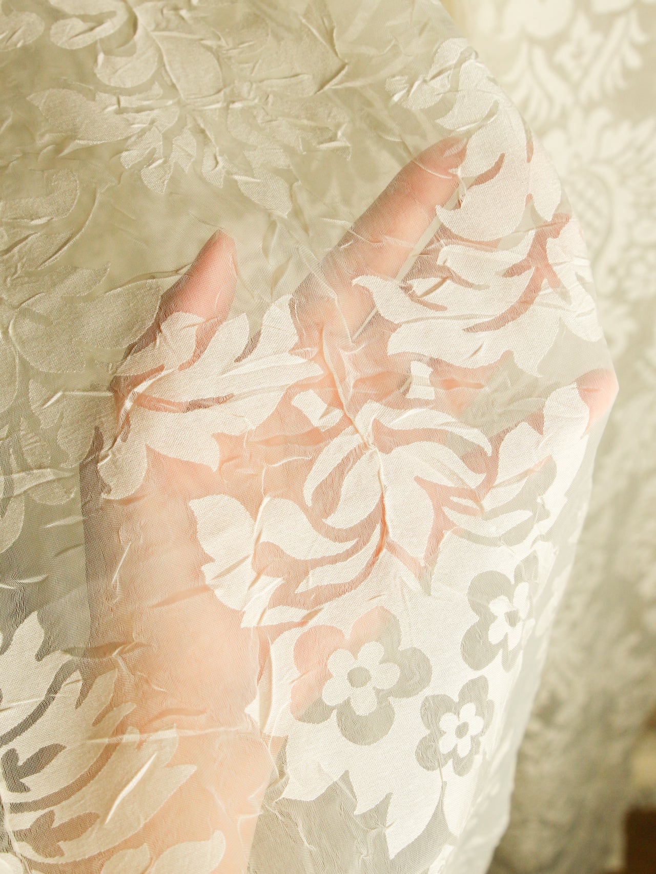 2000’s JAPAN Damask Flock Curtain Fabric