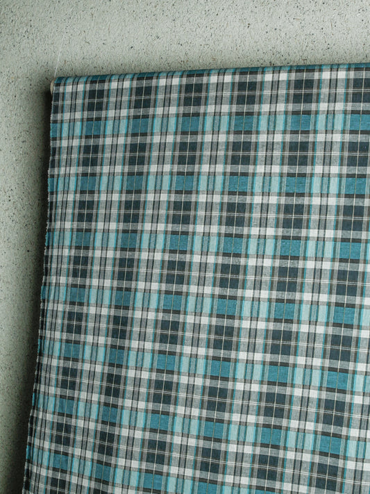 2000’s Banshu JAPAN Yarn-Dyed Turquoise Check Fabric