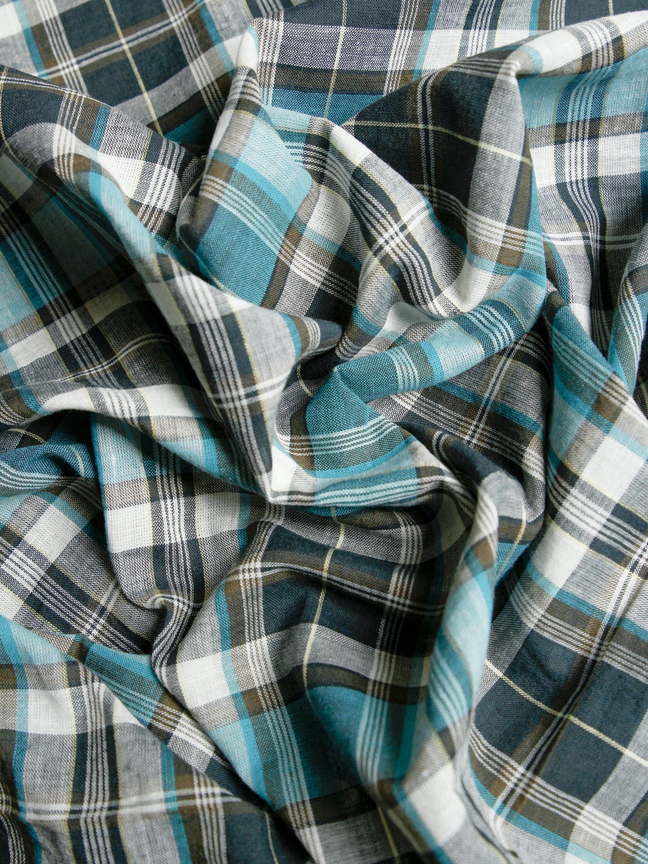 2000’s Banshu JAPAN Yarn-Dyed Turquoise Check Fabric