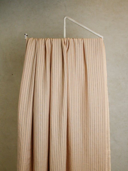 2010's JAPAN Yarn-dyed Herringbone Stripe Linen -Beige