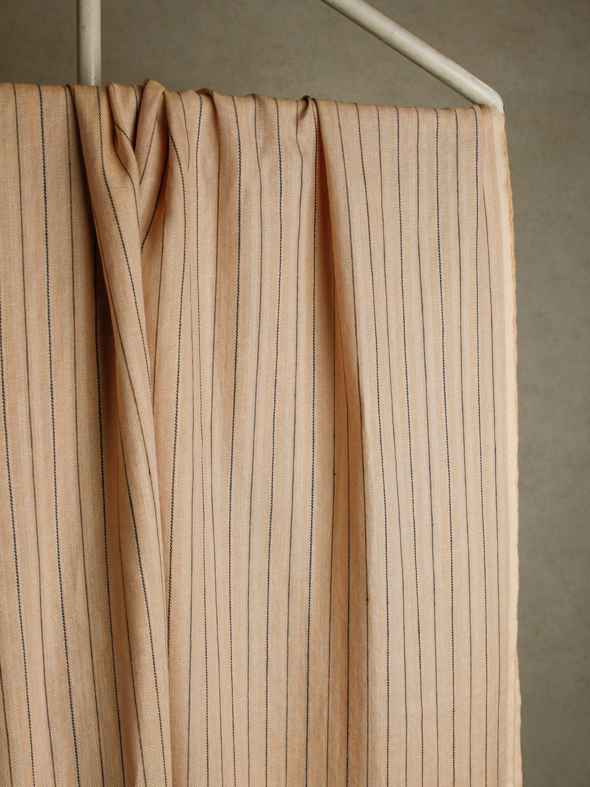 2010's JAPAN Yarn-dyed Herringbone Stripe Linen -Beige