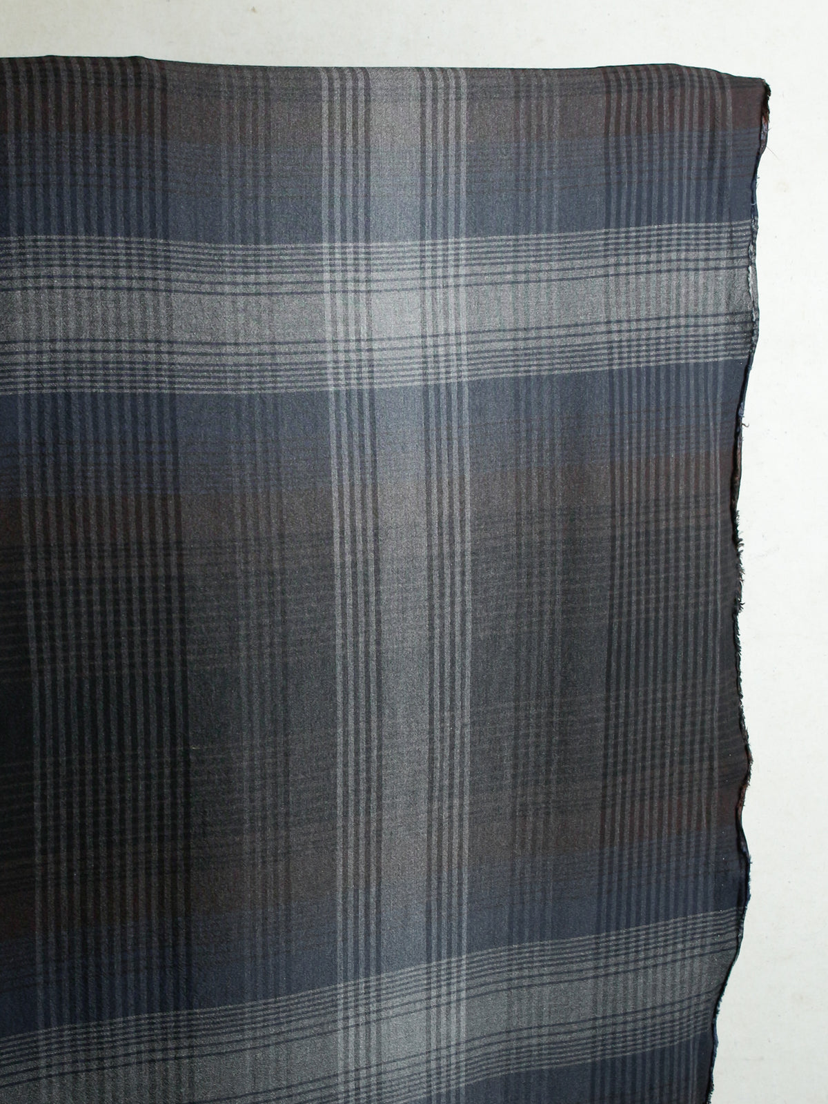 2000's JAPAN Cotton Polyester Large Plaid Fabric -Blue