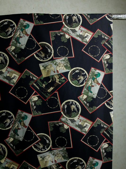 2000's EUROPE Framed Motif Print Poly Fabric