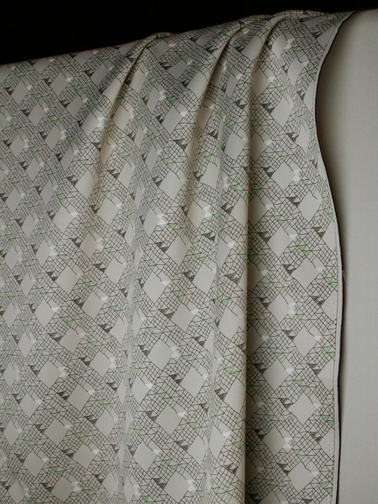 1990's EUROPE Geometric Lame Print Interior Poly Fabric