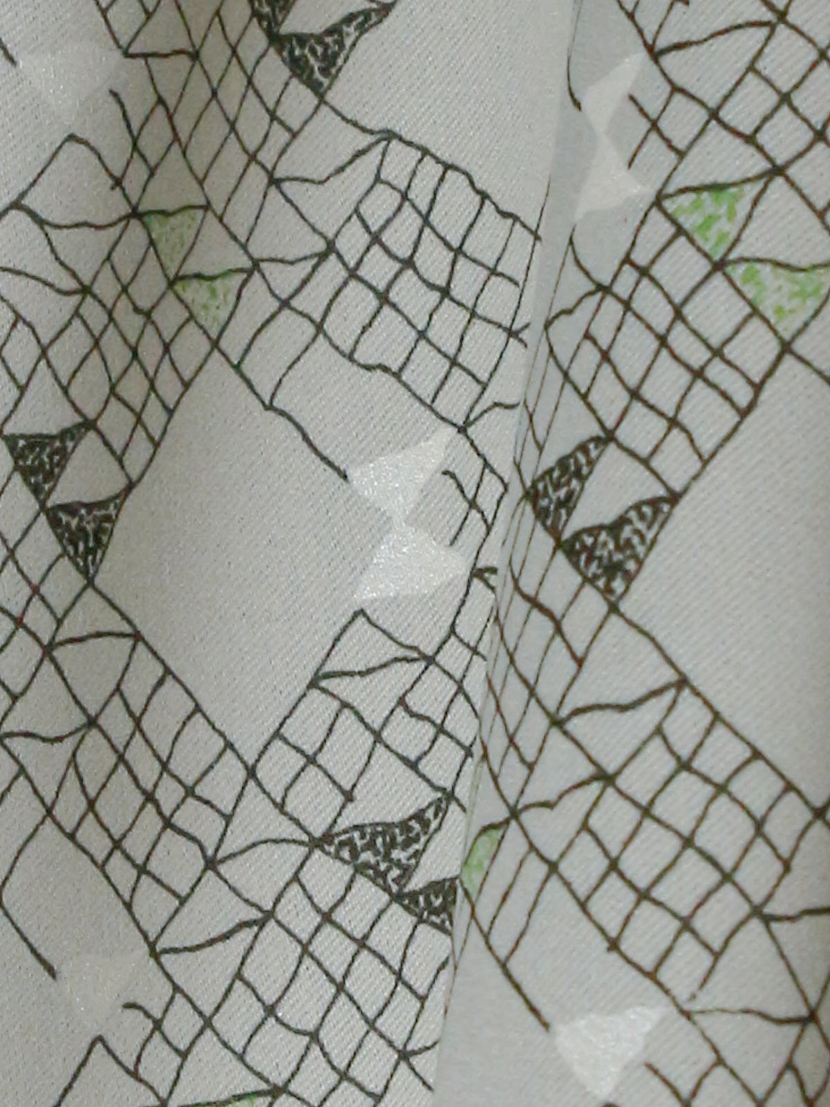 1990's EUROPE Geometric Lame Print Interior Poly Fabric