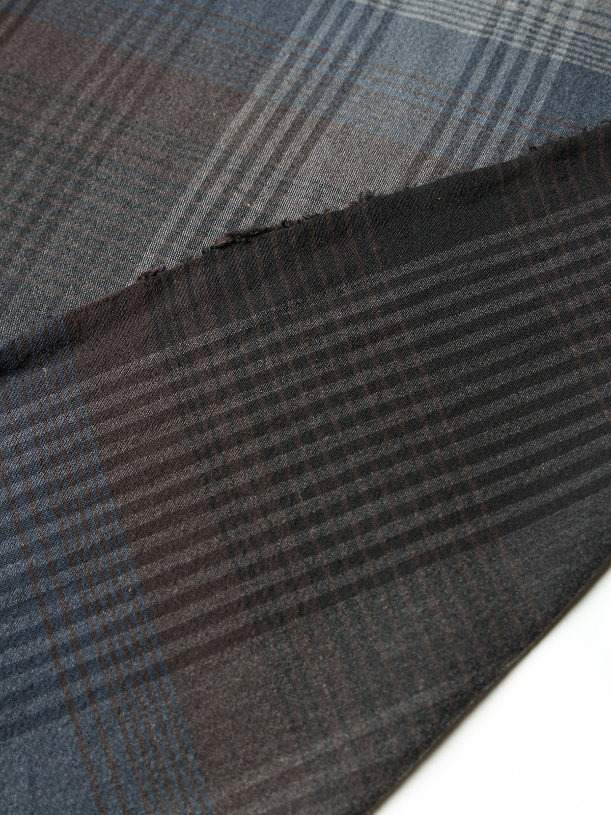 2000's JAPAN Cotton Polyester Large Plaid Fabric -Blue