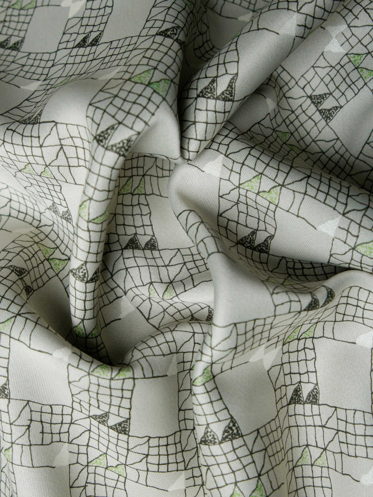 1990's EUROPE Geometric Lame Print Interior Poly Fabric