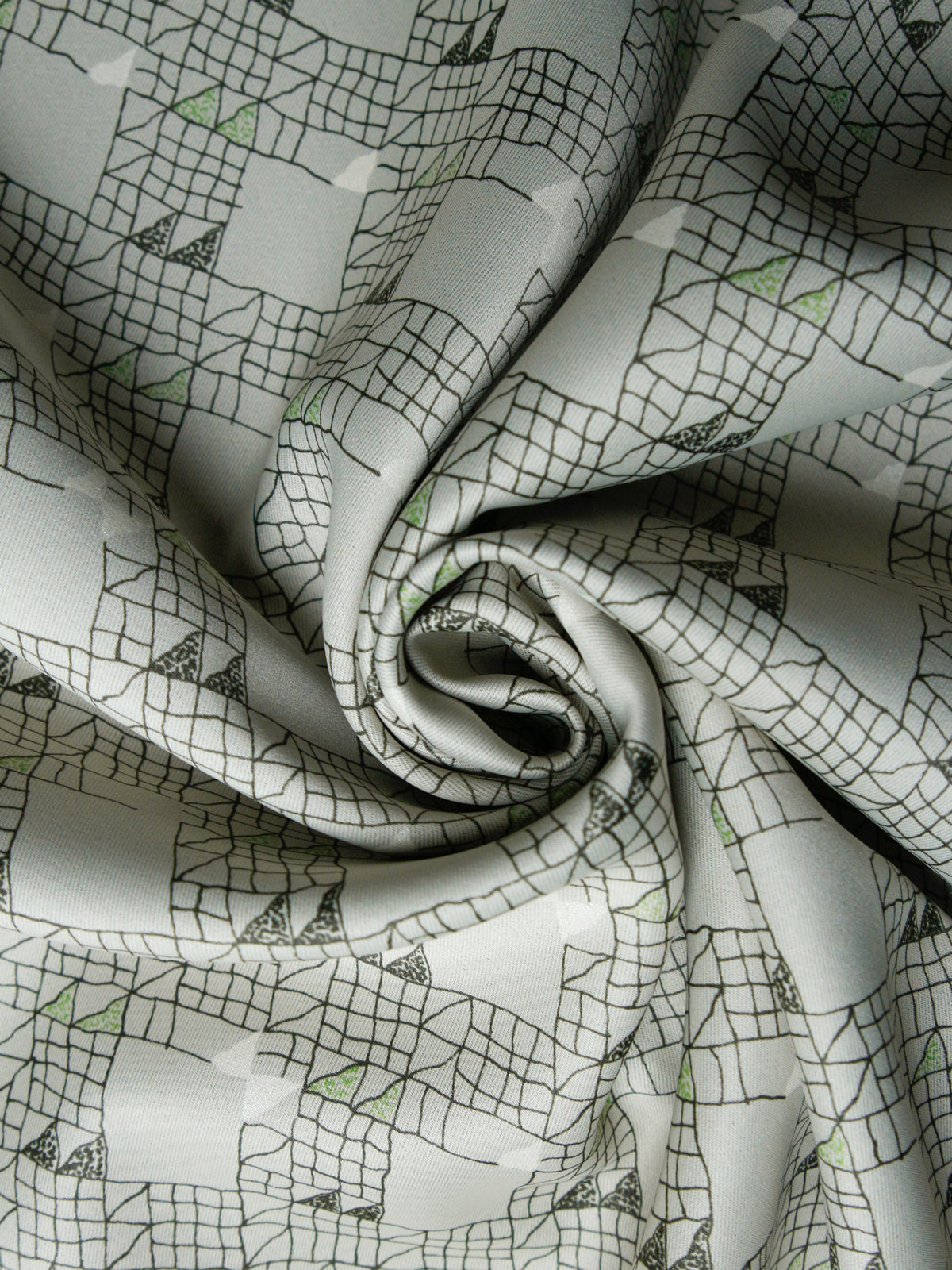 1990's EUROPE Geometric Lame Print Interior Poly Fabric