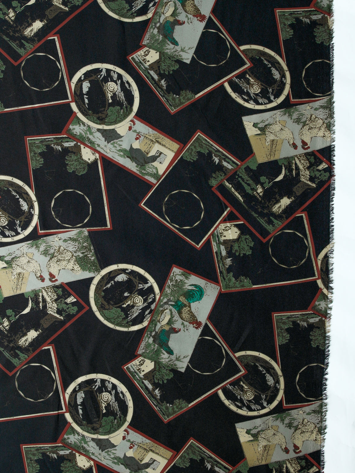 2000's EUROPE Framed Motif Print Poly Fabric