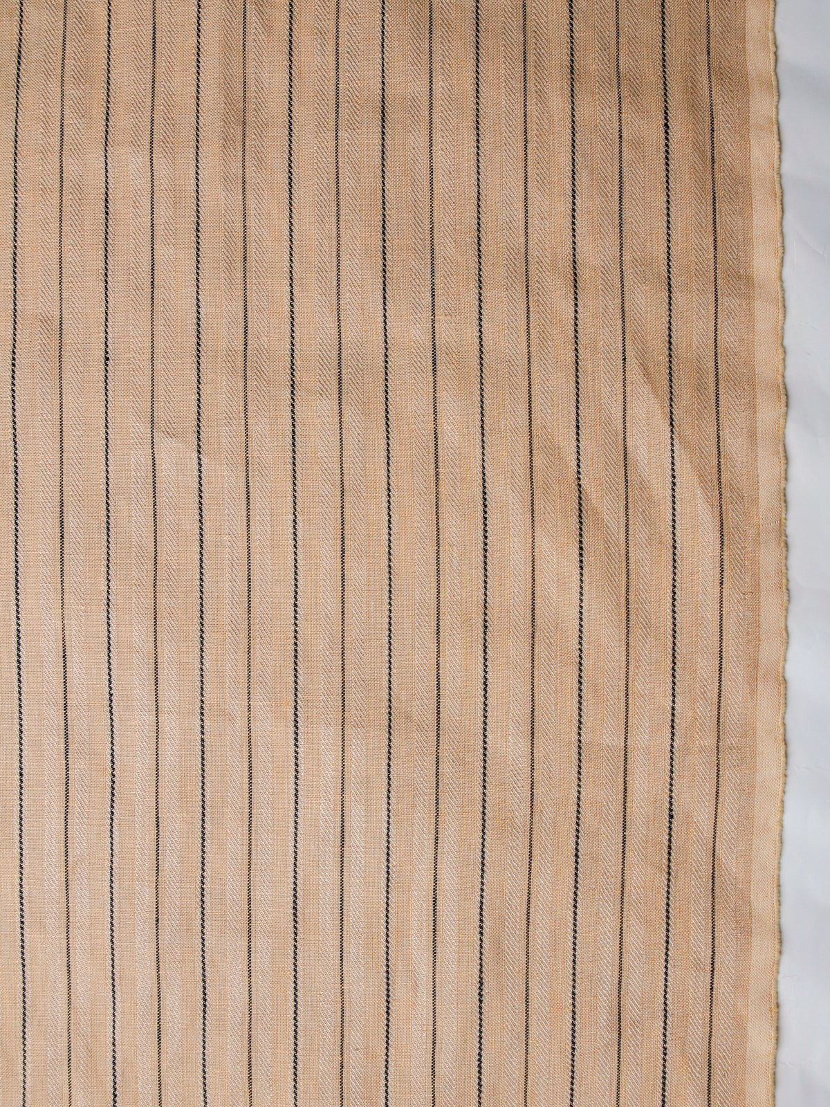 2010's JAPAN Yarn-dyed Herringbone Stripe Linen -Beige