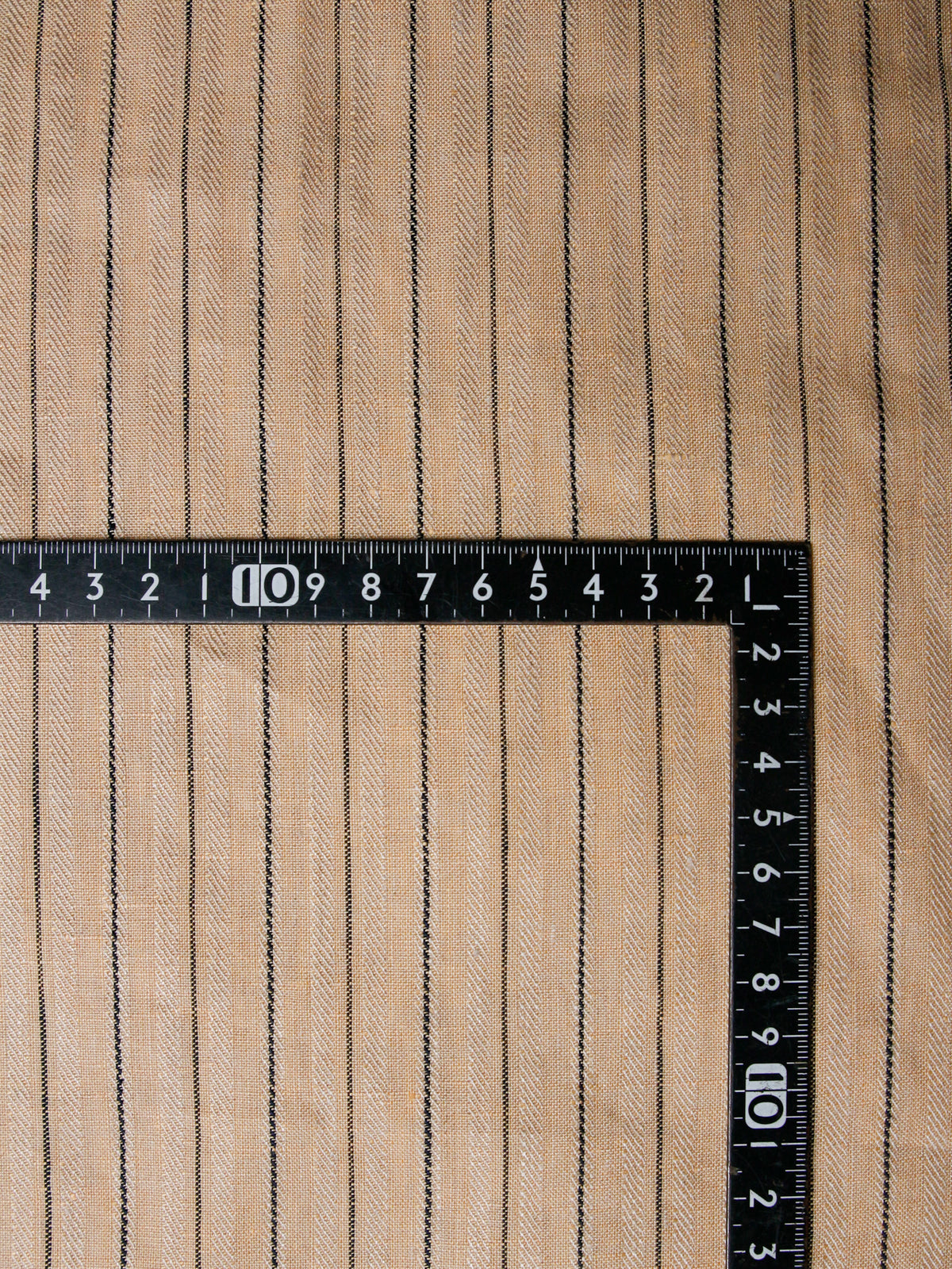 2010's JAPAN Yarn-dyed Herringbone Stripe Linen -Beige