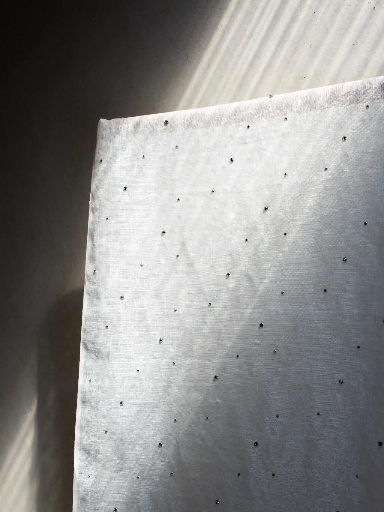 2000's FRANCE Rhinestone-embellished Linen Fabric