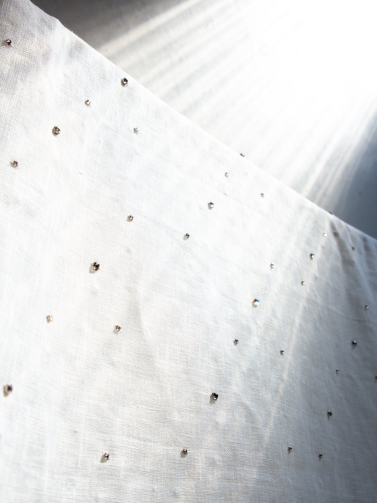2000's FRANCE Rhinestone-embellished Linen Fabric