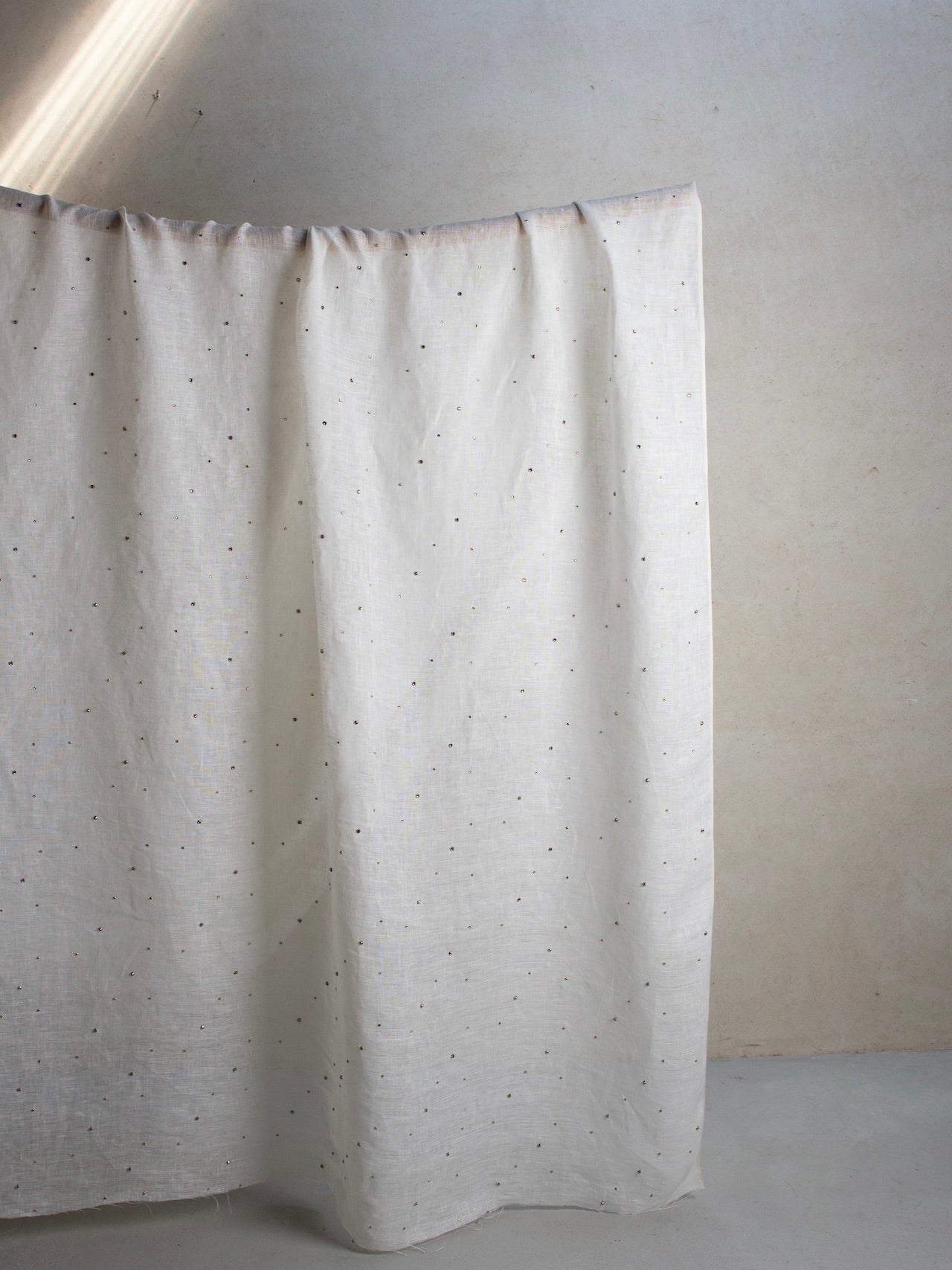 2000's FRANCE Rhinestone-embellished Linen Fabric