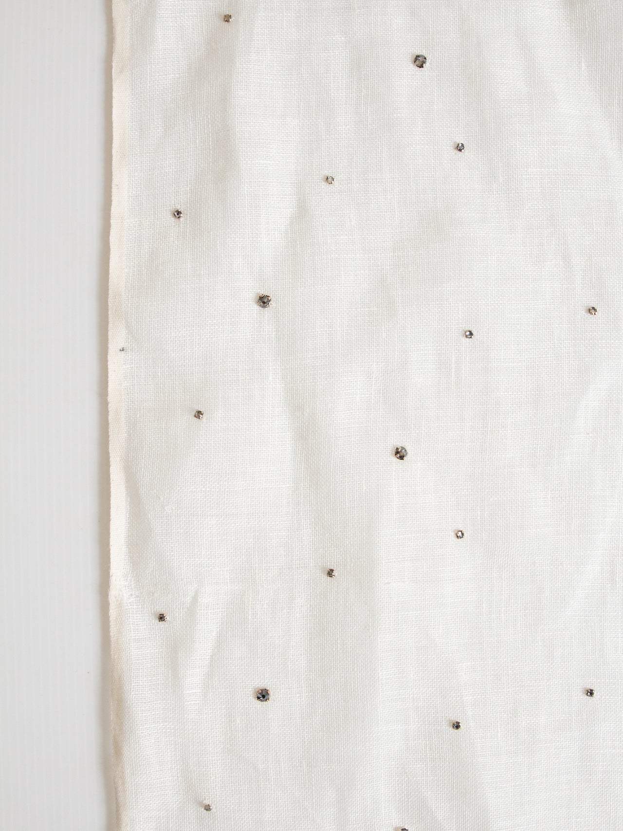 2000's FRANCE Rhinestone-embellished Linen Fabric