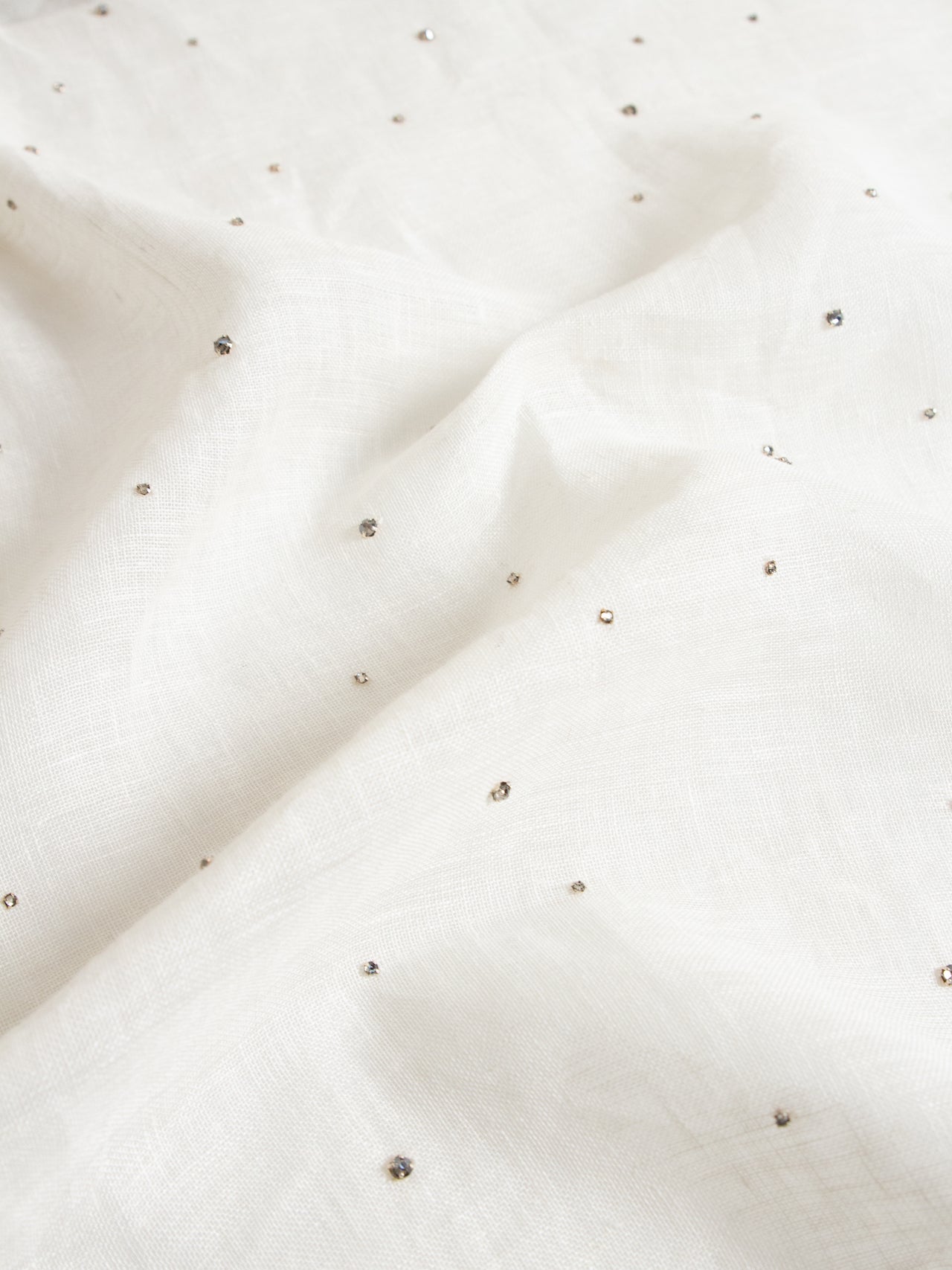 2000's FRANCE Rhinestone-embellished Linen Fabric