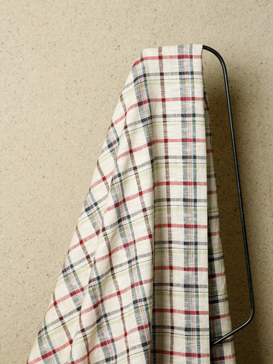 2000's JAPAN Heavy Cotton Check Fabric