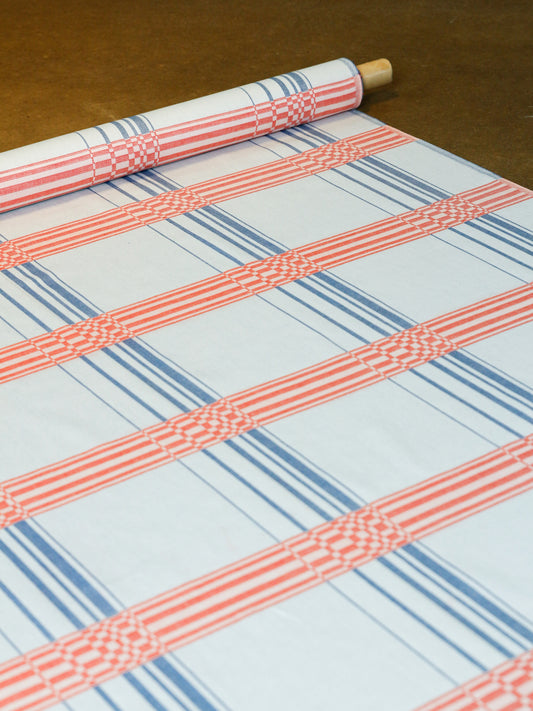 1990's USA Checked Border Pattern Fabric