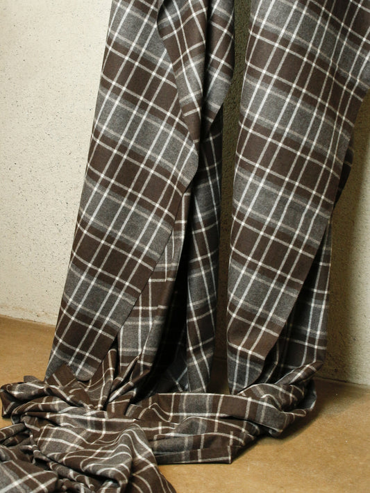 2000's ITALY Wool Flannel Check Fabric
