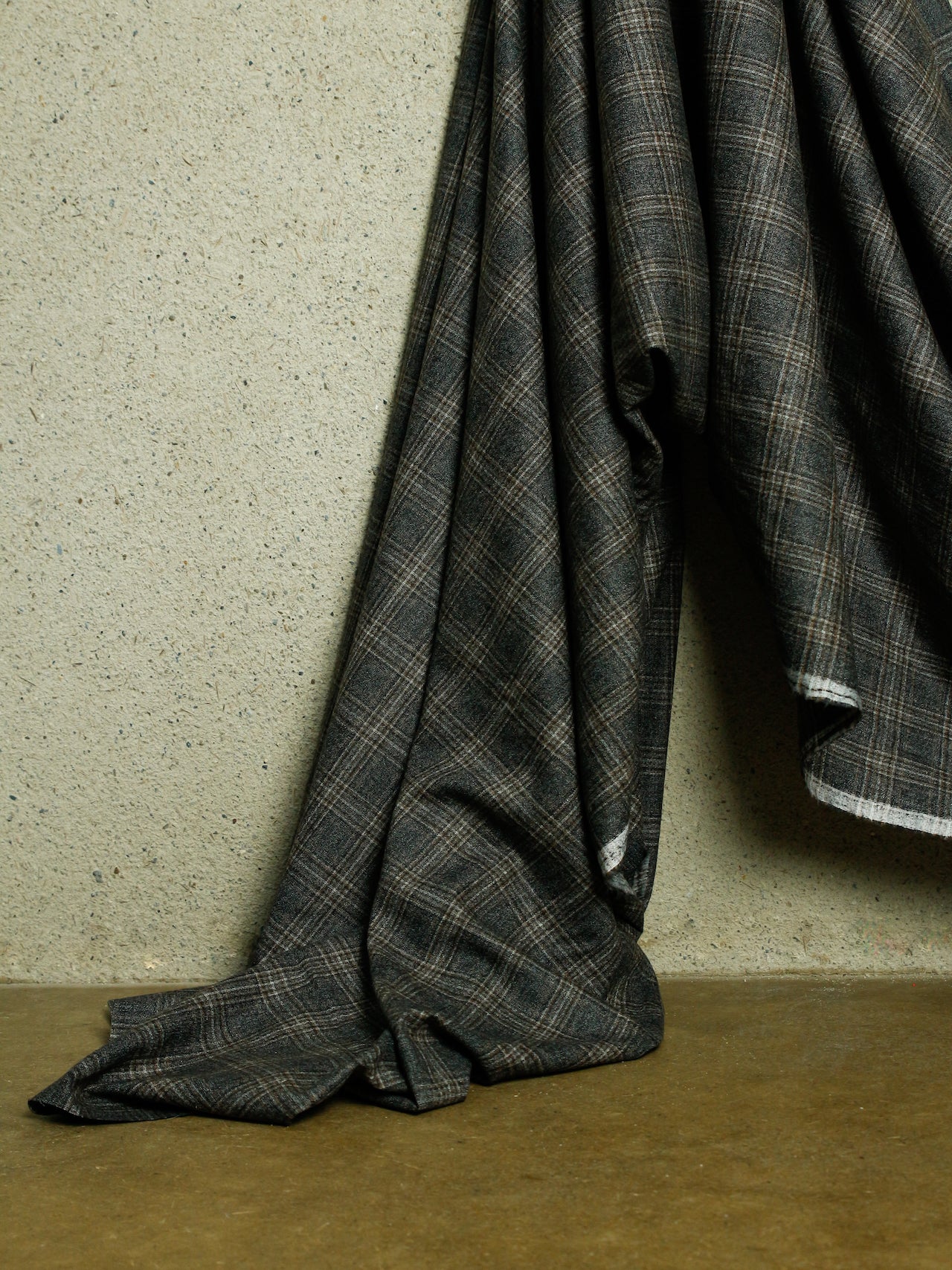 2000's Wool Classic Brown Check Fabric
